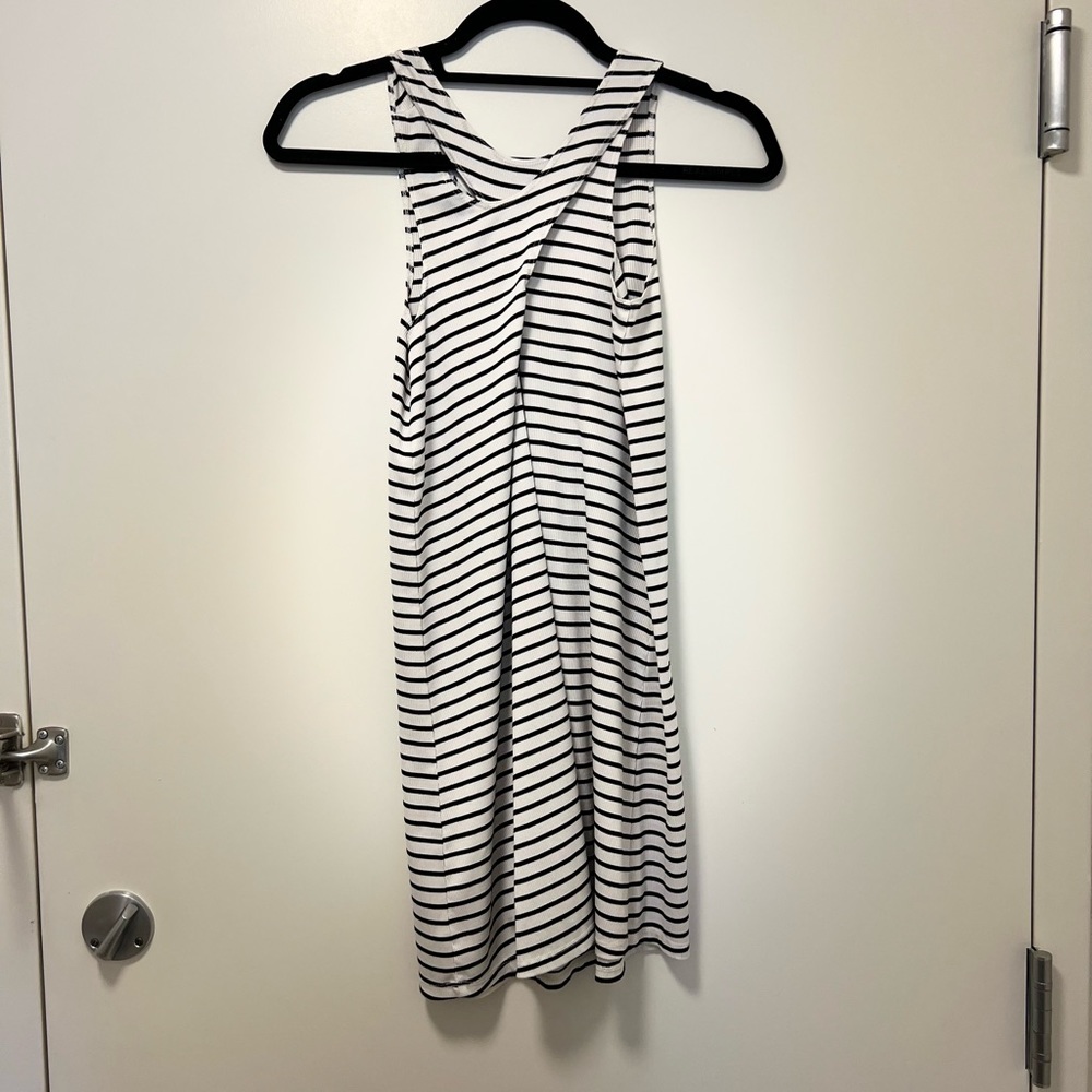Girls black and white striped Habitual dress with a modern cut